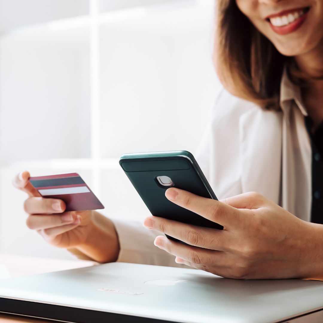 A woman shopping on her phone