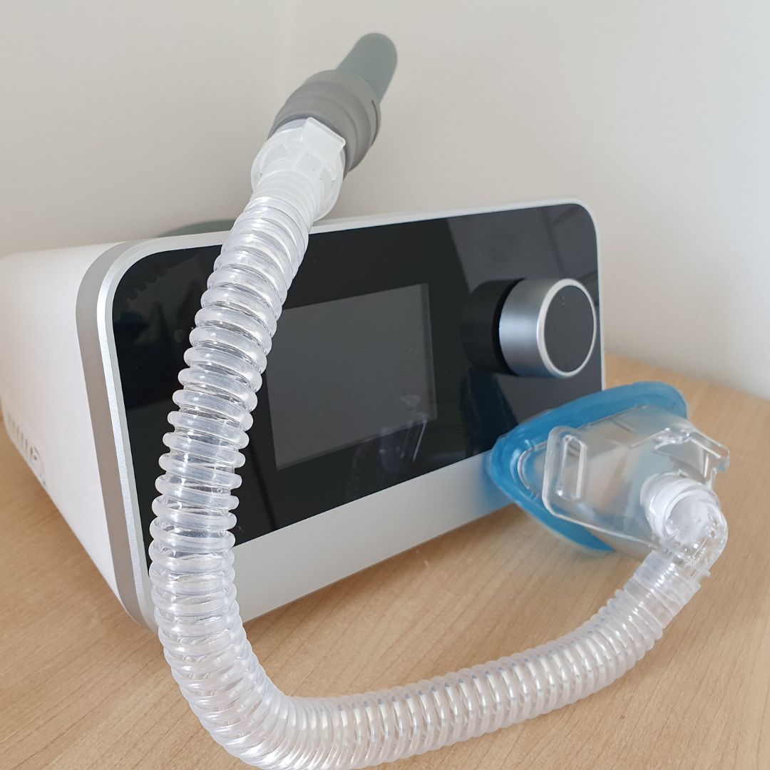 A CPAP machine and tubing