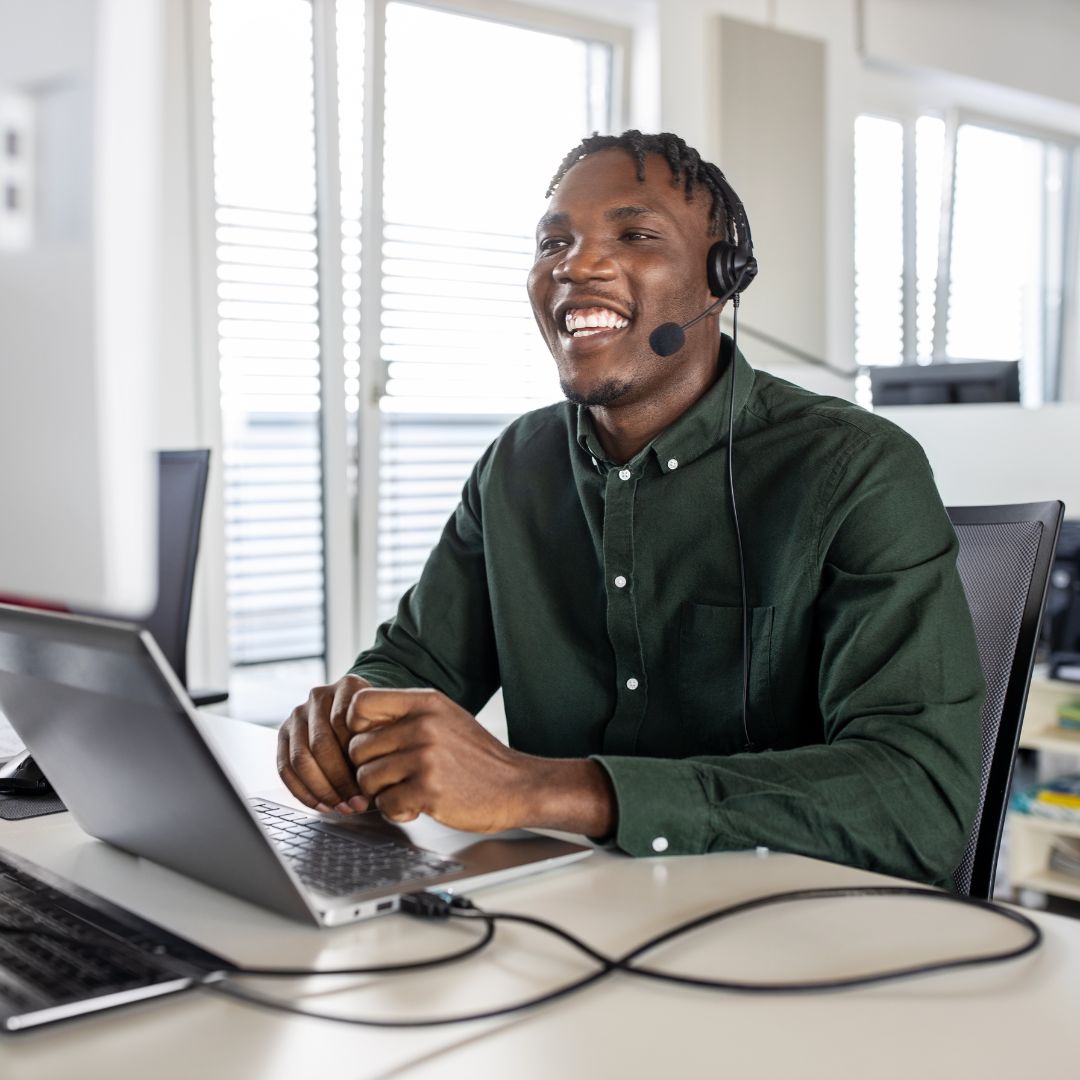 Man working in customer care support center