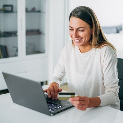 A woman shopping online